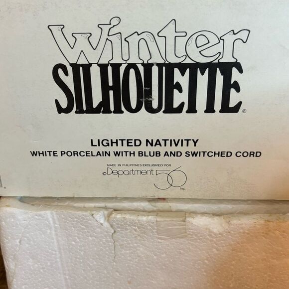 DEPARTMENT 56 Porcelain Lighted Nativity Winter Silhouette White Manger Holy - Picture 7 of 13